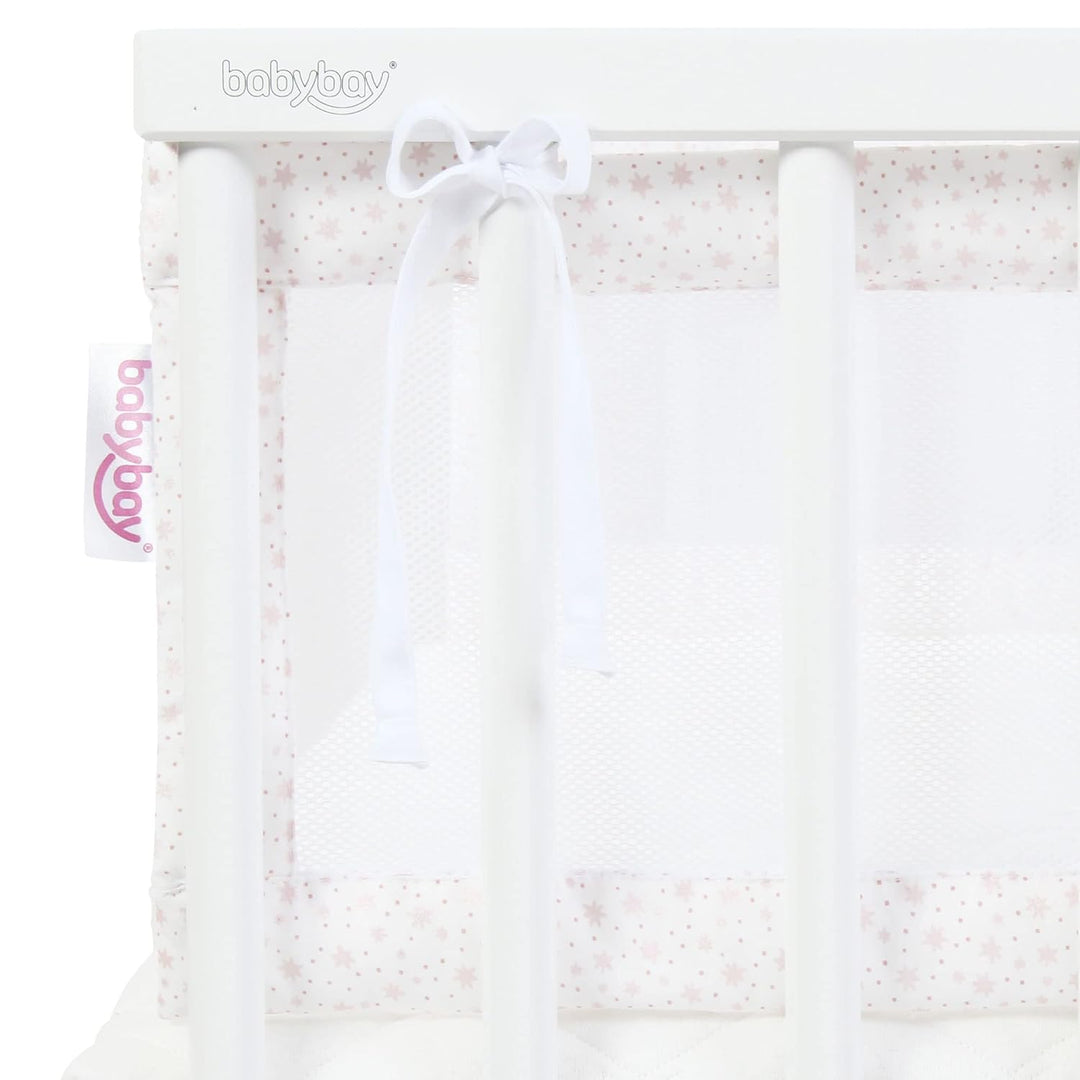 babybay Nestchen Mesh passend für Modell Original, weiss Glitzersterne rosé weiss Glitzersterne rosé