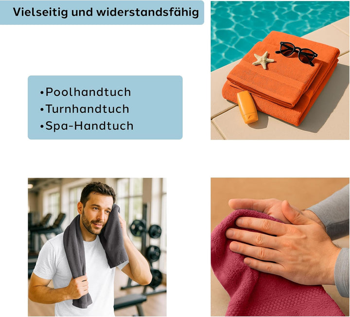 Caleffi Badetuch-Set, gross, 3 Stück, Grösse 55 x 105 cm, 100% Baumwolle, weich und saugfähig, ideal