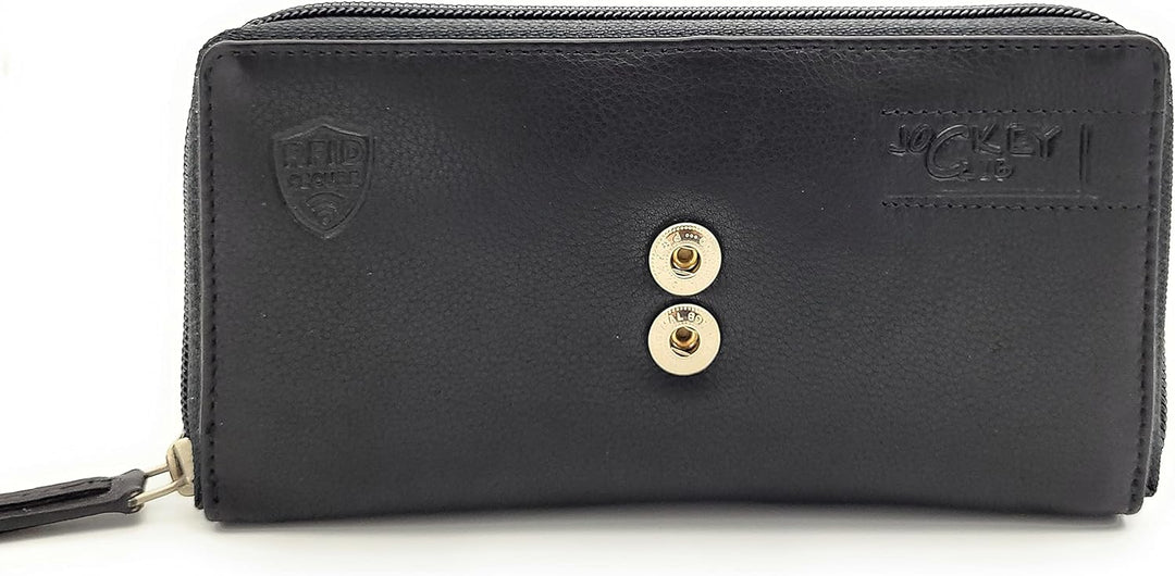 Jockey Club grosse echt Leder Damen Geldbörse Portemonnaie Geldbeutel vollnarbiges weiches Rindleder