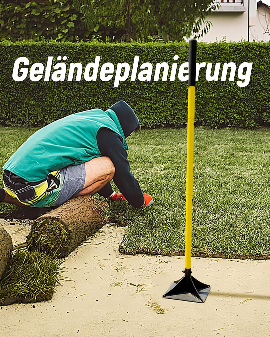Stahlstampfer 25,5 x 25,5 cm, Schwerlast-Handwerkzeug zum Verdichten, Ideal für das Nivellieren von