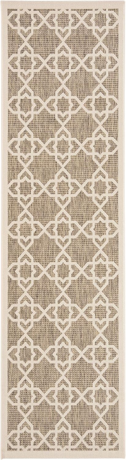 SAFAVIEH Zeitgenössische Teppich für Drinnen &amp; Draussen - Courtyard Collection, Kurzer Flor, Braun u