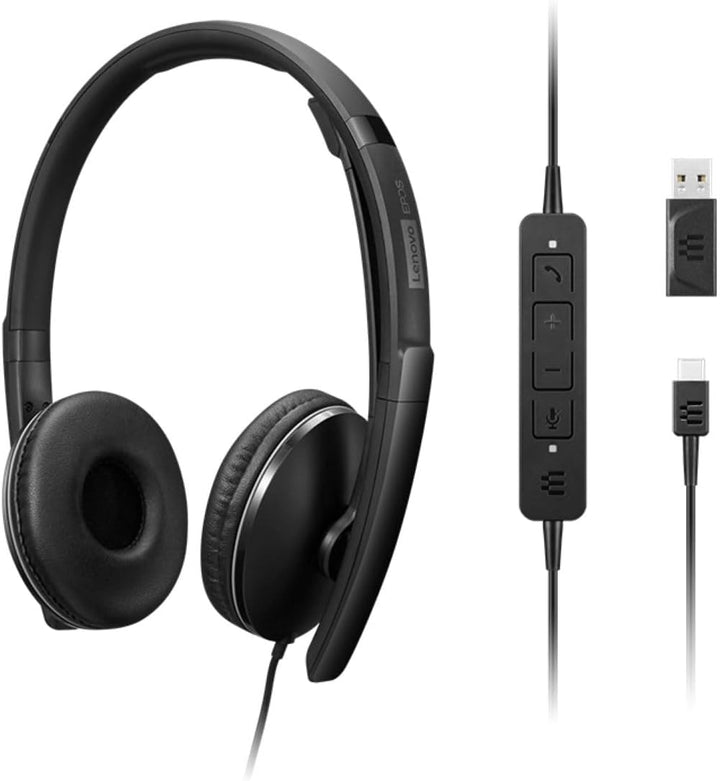 Lenovo Gen 2 - Headset - On-Ear - kabelgebunden - USB-C - Schwarz - Zoom Certified
