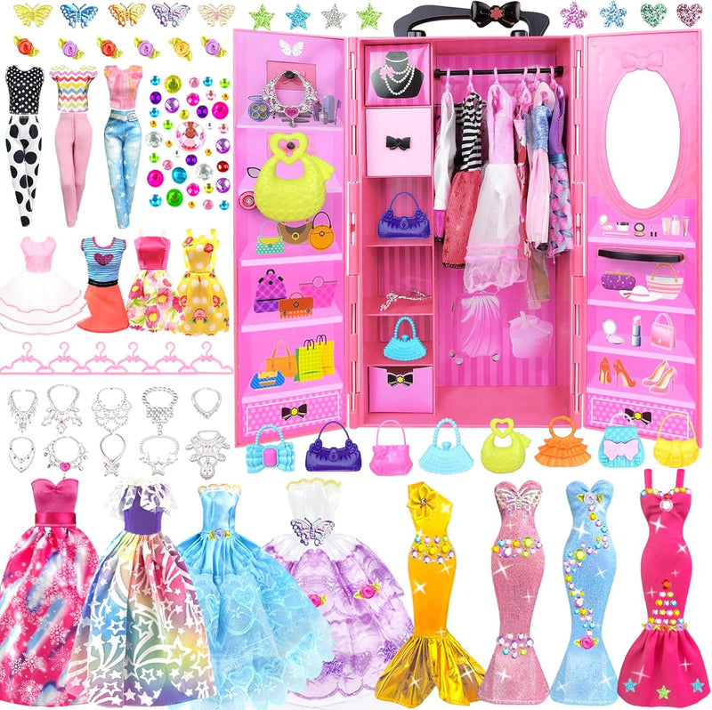 85 Stück kleidung Schmuck Zubehör für Puppen Kleiderschrank für 11,5 Zoll Puppe - Modedesign Puppen
