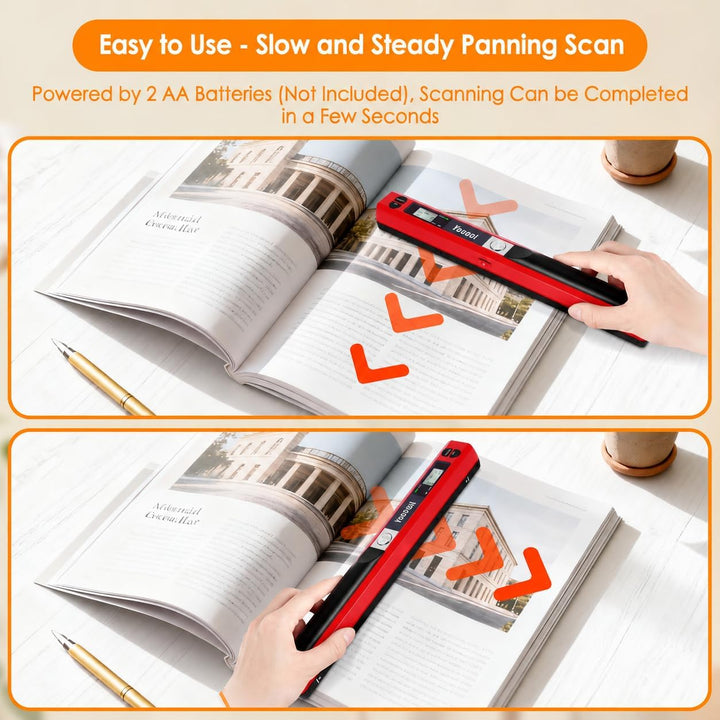 A4 Tragbarer Scanner, USB-Bildscanner, Handscanner, Farbscannen, 900 DPI, A4 Tragbarer Dokumentensca