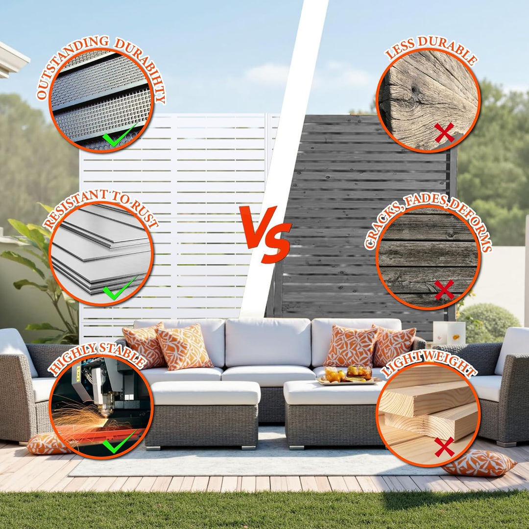 Paravent Outdoor, 120x180cm Freistehender Sichtschutz aus Stahl, Windschutz für Terrasse und Garten,
