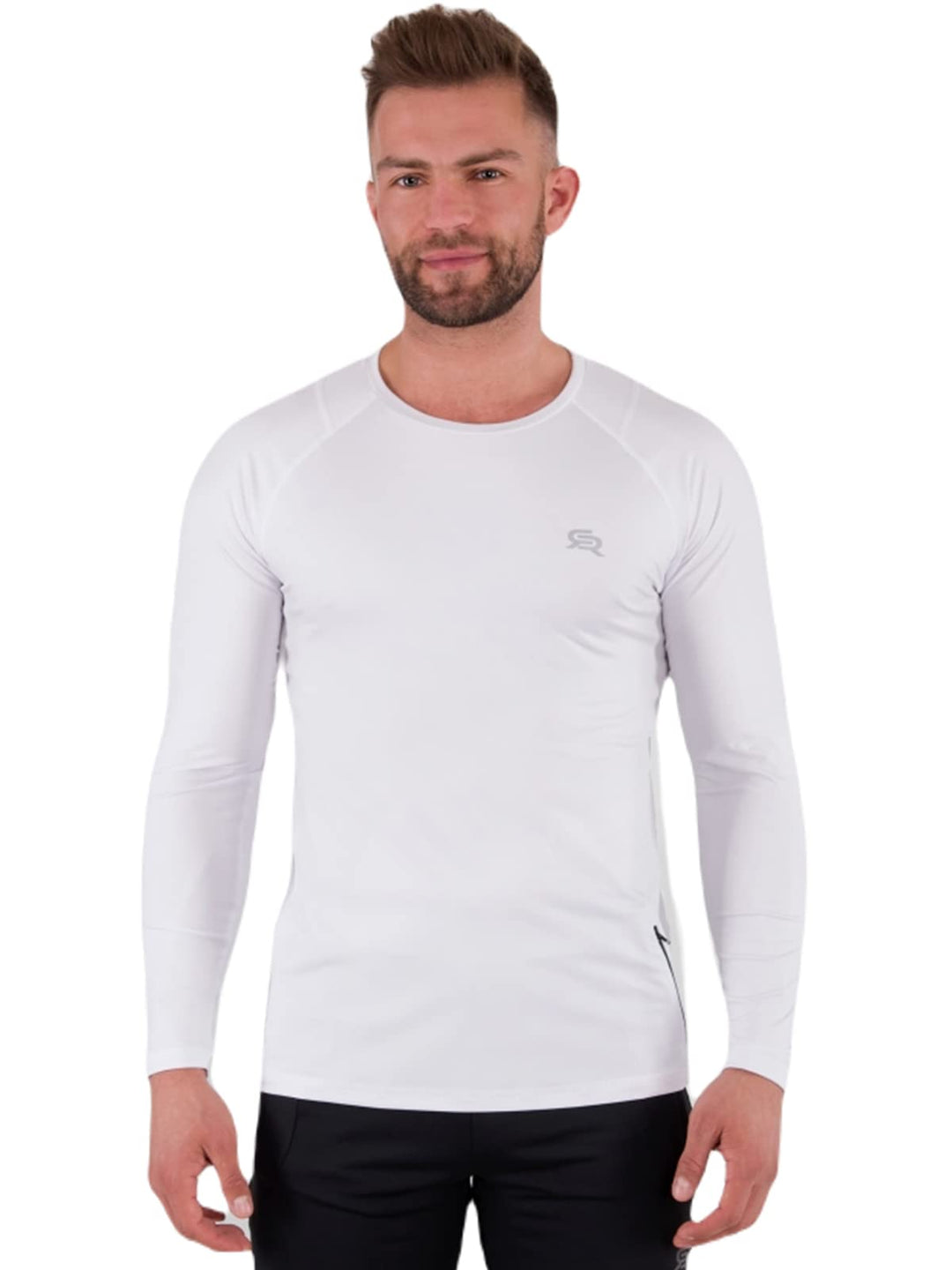 Herren Funktionsshirt Langarm T-Shirt Fitness Jogging Laufshirt mit Tasche M-XXL (as3, Alpha, m, Reg
