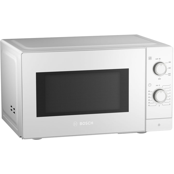 Bosch FFL020MW0 Serie 2 Mikrowelle, 26 x 44 cm, 800 W, Drehteller 27 cm, Türanschlag Links, Reinigun