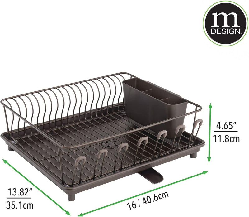 mDesign Abtropfgestell mit Abtropfschale – Abtropfablage für die Küchentheke oder Spüle – Geschirrab