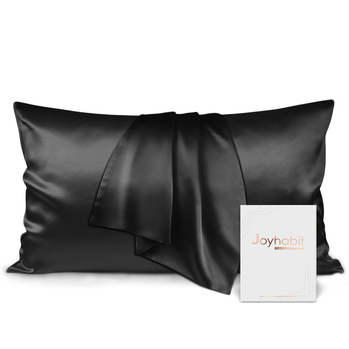 Joyhabit Seidenkissenbezug 40x80, Schwarz, 16MM Silk Pillowcase aus 100% Bio Maulbeerseide, Super fü