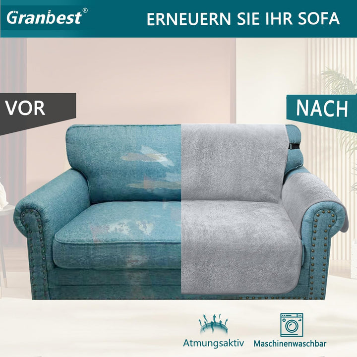 Granbest Super Thick Samt Sofabezug 1 Sitzer Anti-Rutsch Durable Sessel Abdeckung mit Elastischer Ri