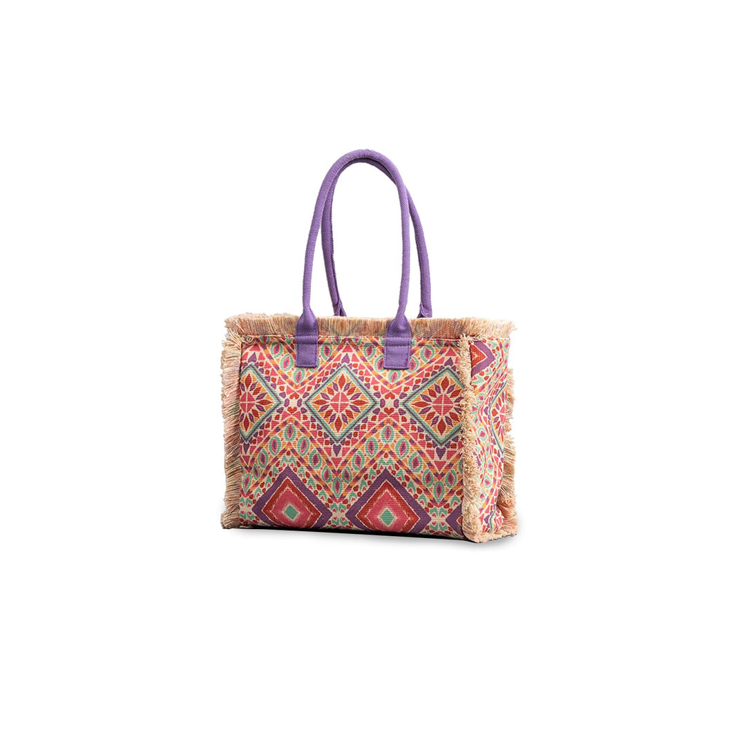 CORIOS Women Canvas Handbag Ethnic Style Tote Bag Retro Shoulder Bag with Tassels Summer Beach Bag L