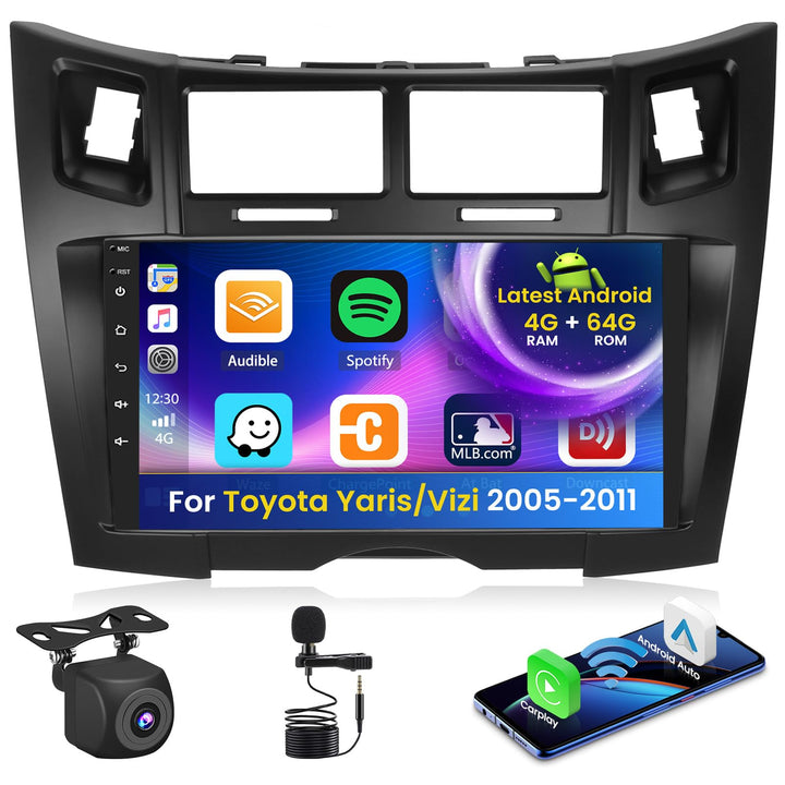 Inefala Android 15 Autoradio für Toyota Yaris/Vizi 2005-2011 4+64G mit Wireless CarPlay Android Auto