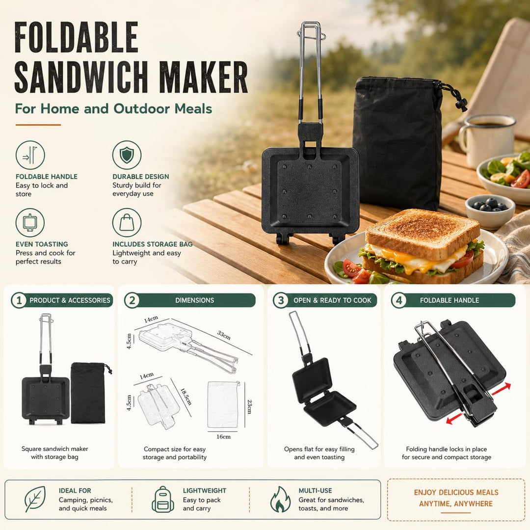 Multifunktionaler Sandwichmaker, faltbar, tragbar, antihaftbeschichtet, Frühstücksform, Presspfanne,