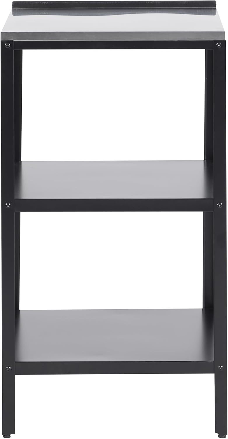 Beliani Outdoor-Kücheninsel Stahl schwarz mit Edelstahlplatte Silber schmal Vilama