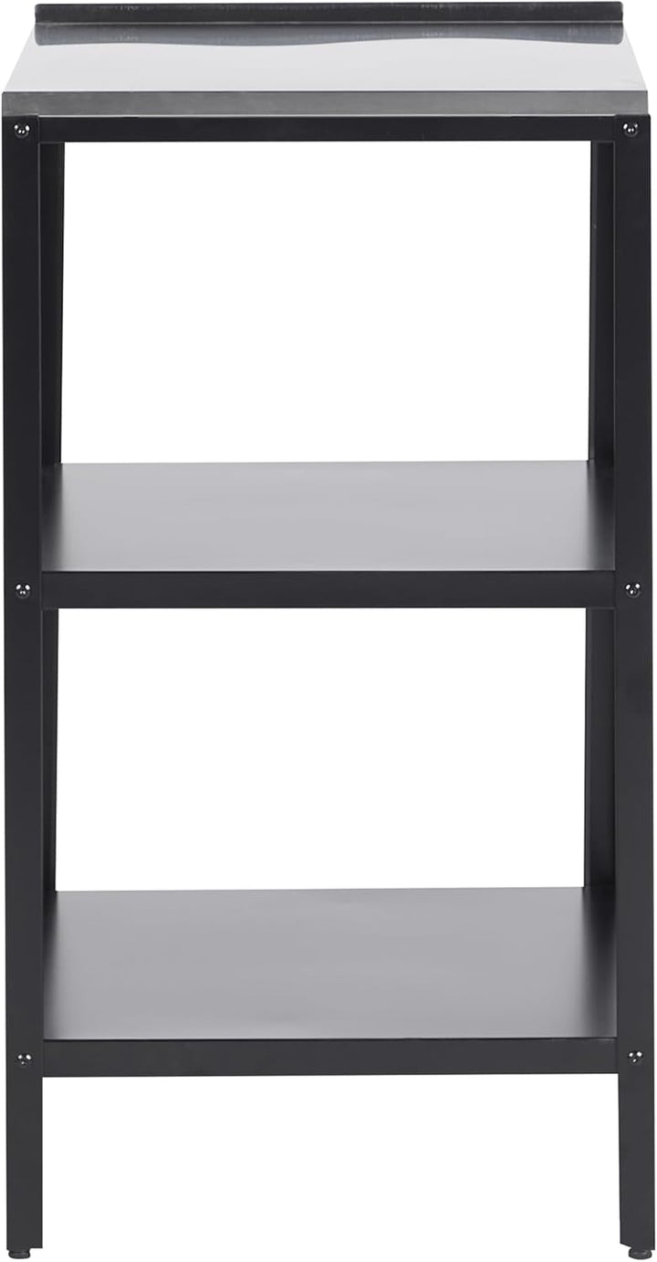 Beliani Outdoor-Kücheninsel Stahl schwarz mit Edelstahlplatte Silber schmal Vilama