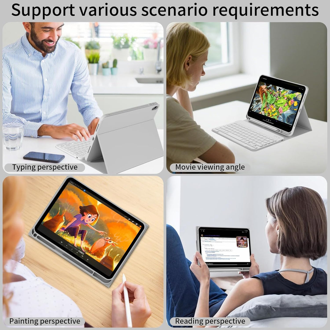 ZOPSGYU Hülle mit Tastatur für iPad (A16) 11/10 Generation (2025/2022, 11/10.9 Zoll), Schutzhülle mi