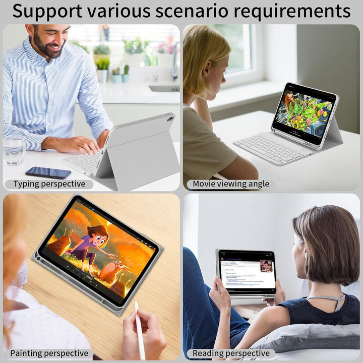 ZOPSGYU Hülle mit Tastatur für iPad (A16) 11/10 Generation (2025/2022, 11/10.9 Zoll), Schutzhülle mi
