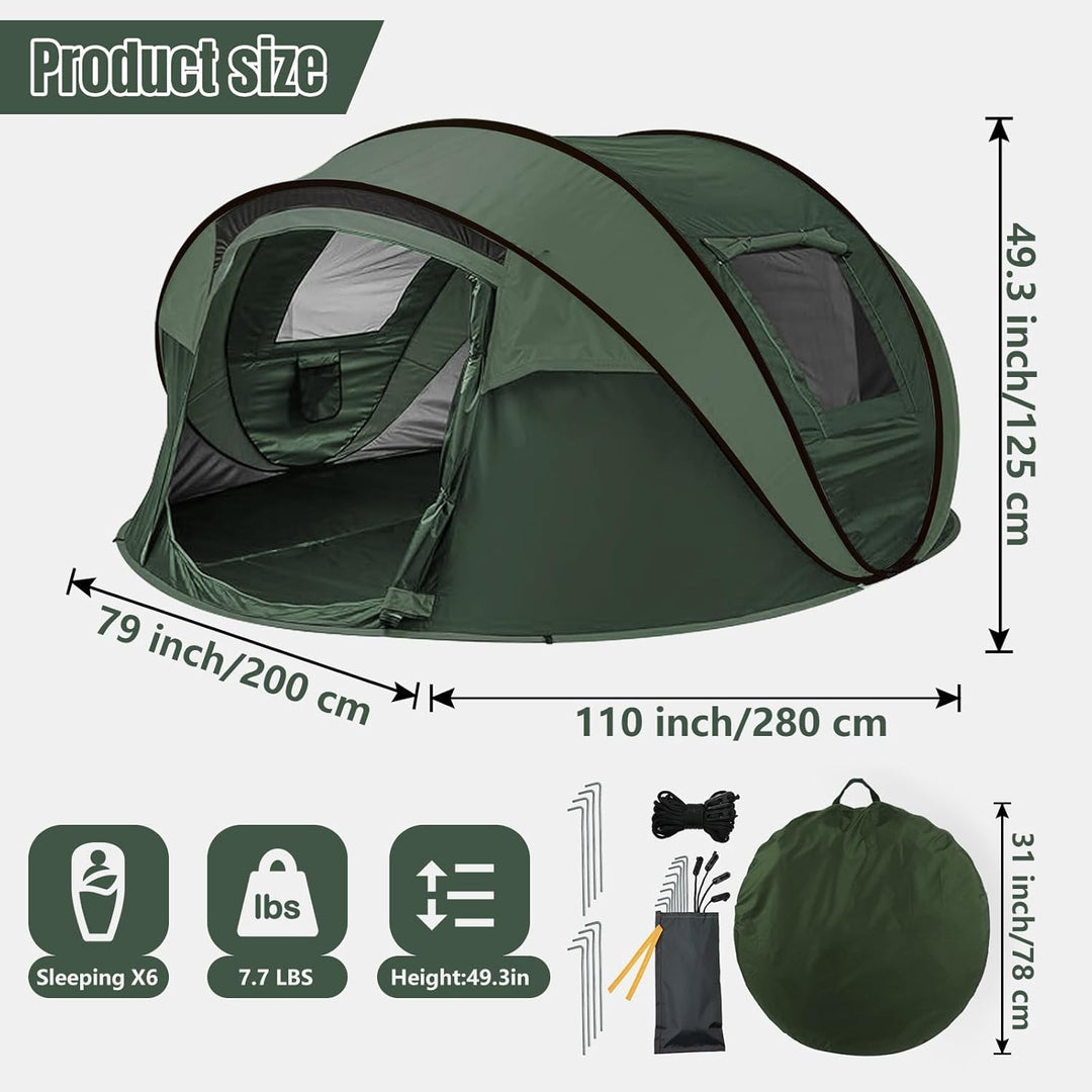 Camping Zelt, Pop Up Zelt 4-5 Personen, Automatisches Aufstellzelt in 3 Sekunden, Wurfzelte Wasserdi