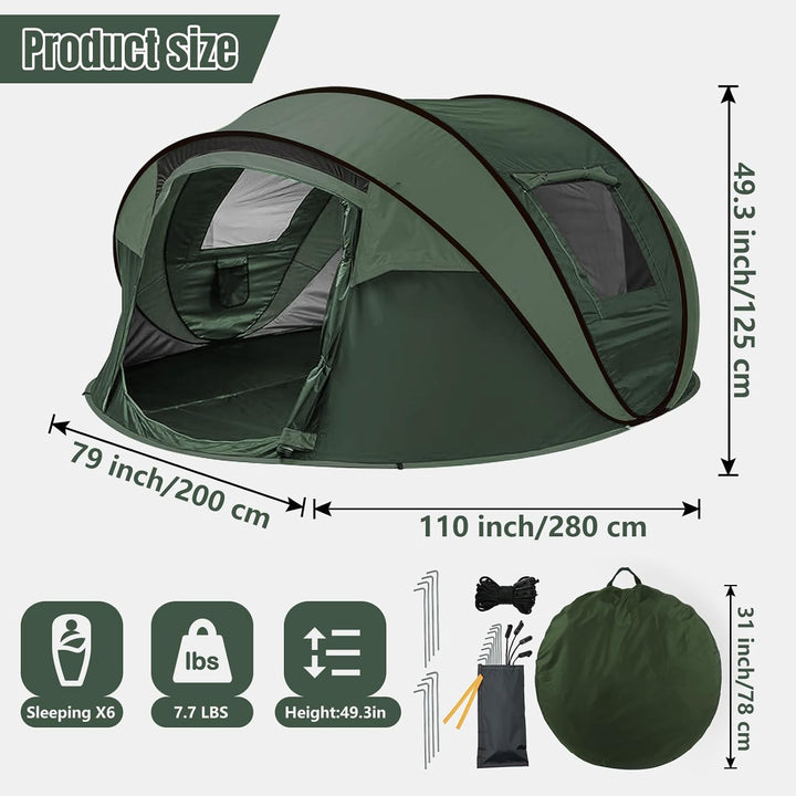 Camping Zelt, Pop Up Zelt 4-5 Personen, Automatisches Aufstellzelt in 3 Sekunden, Wurfzelte Wasserdi