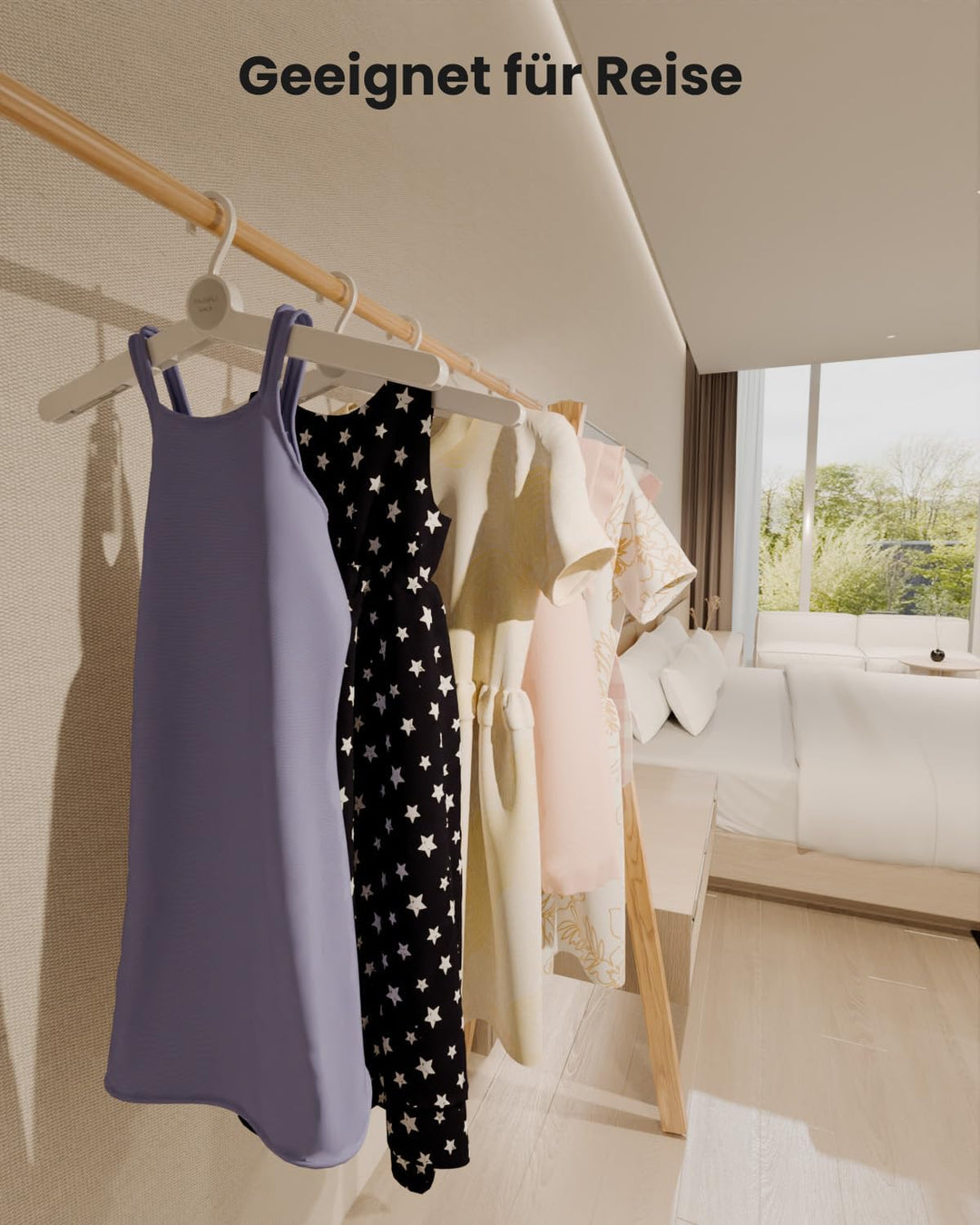 Faltbare Reisekleiderbügel mit 360° Drehbaren Clips, Stabile Leichte Kleiderbügel für Kleidung und S