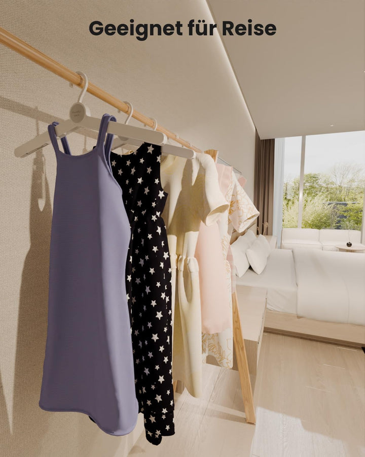 Faltbare Reisekleiderbügel mit 360° Drehbaren Clips, Stabile Leichte Kleiderbügel für Kleidung und S