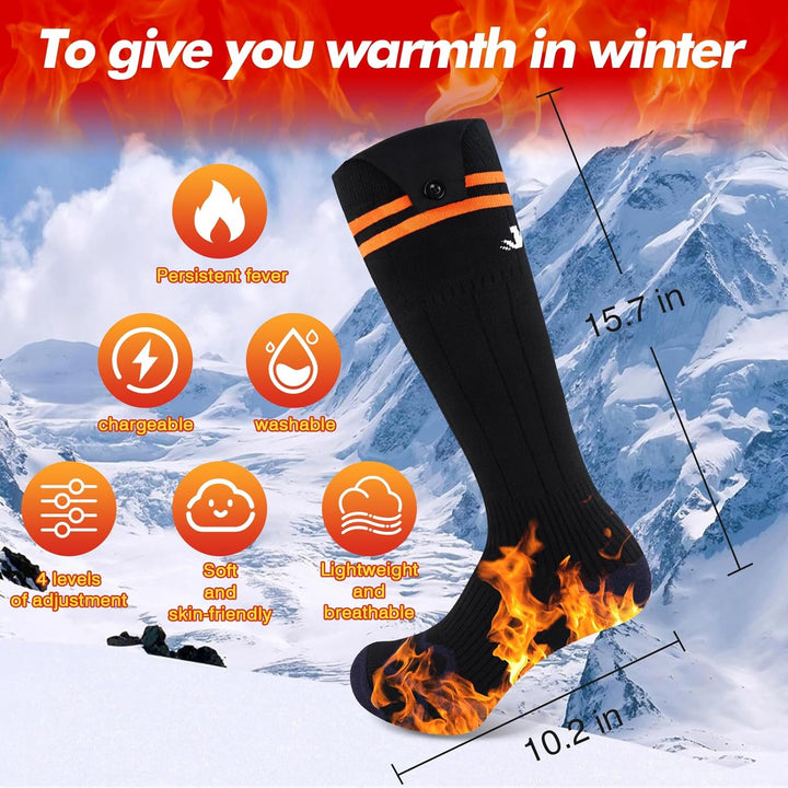 Beheizte Socken, 2024 neueste wiederaufladbare beheizte Socken, 5000mAh extra grosse Batterie Lange