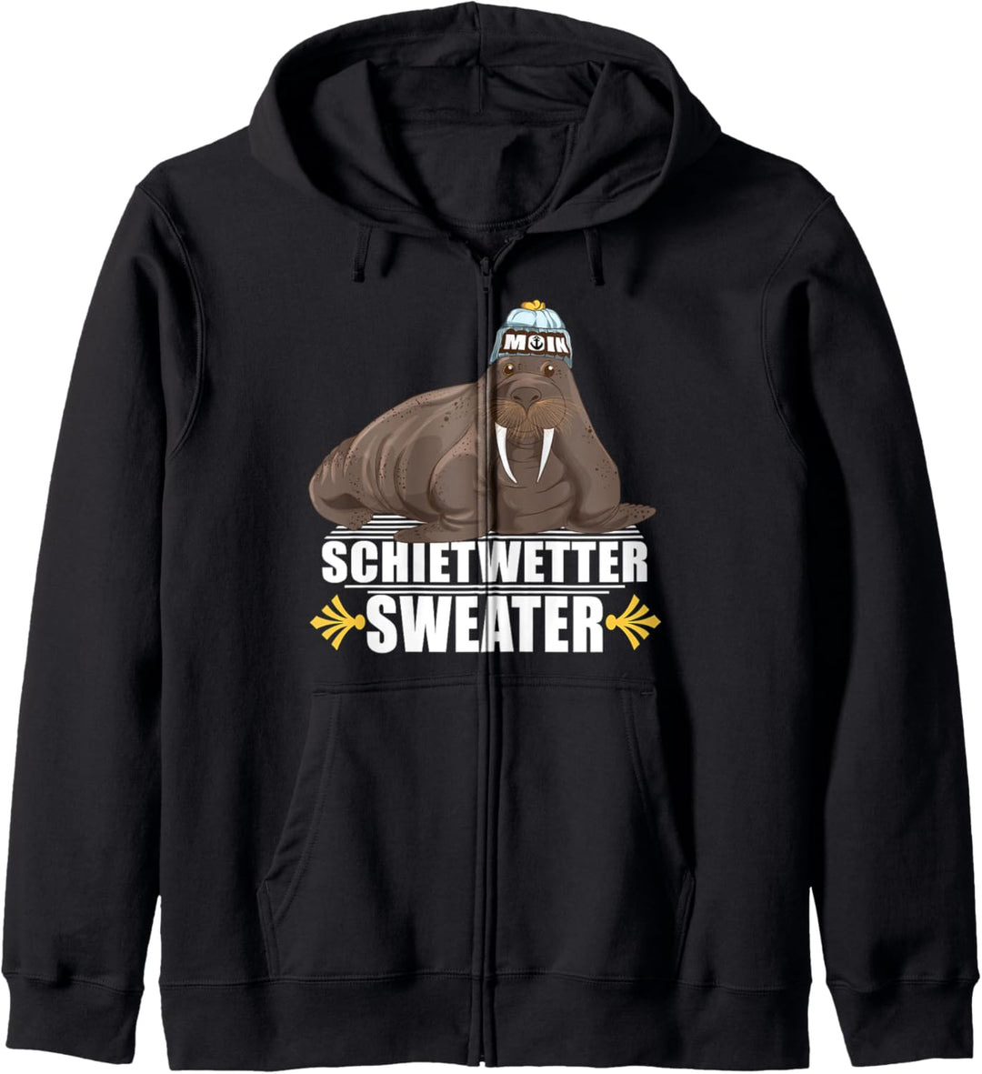 Norddeutsche Schietwetter Plattdeutsch Walross Leuchtturm Kapuzenjacke