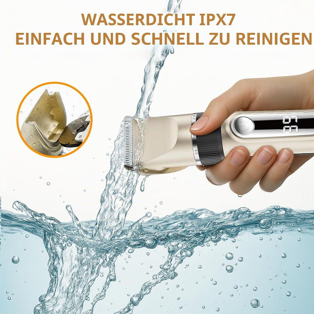 NWOUIIAY IPX7 Schermaschine Hund Leise Tierhaarschneider Waschbar Profi Drahtlose Wiederaufladbare T