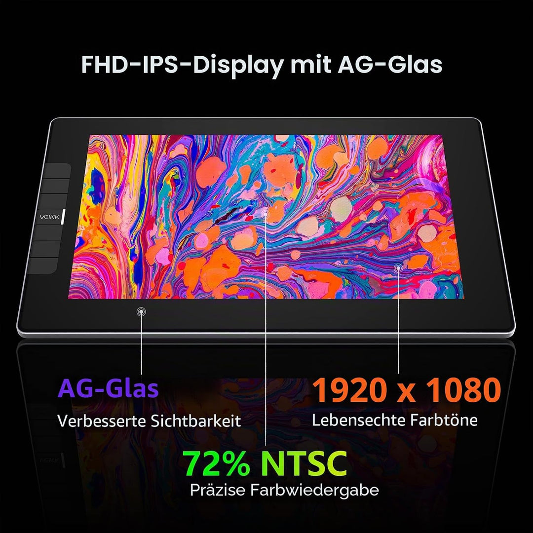 Grafiktablett mit Display,VEIKK VK1200 11,6 Zoll Zeichentablett mit Display mit 120% sRGB Bildschirm
