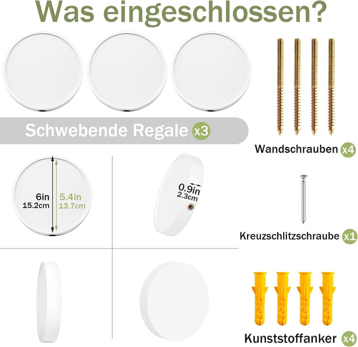AceList Wandregal Holz - Schweberegal Wandregal Rund - Wandregal Klein - Regale Wandablagen -Deko Re