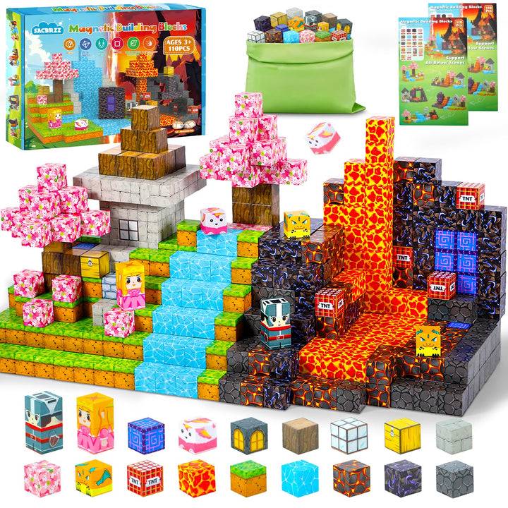 Magnetische Bausteine, 110 Teile Magnetbausteine Kinder Magnetspielzeug, Bauwelt Magnetic Building B