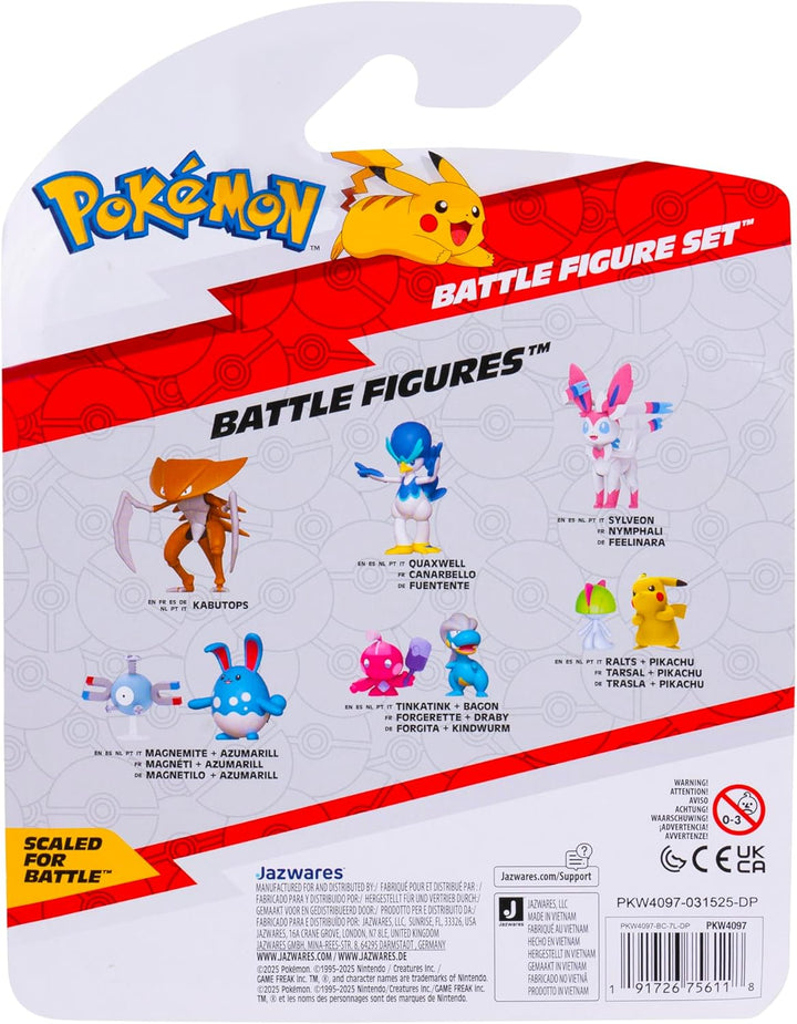 Pokémon PKW4097 - Battle Figure 3er-Pack – inklusive 5 cm Pikachu & Gible und 7,5 cm Galarian Ponyta