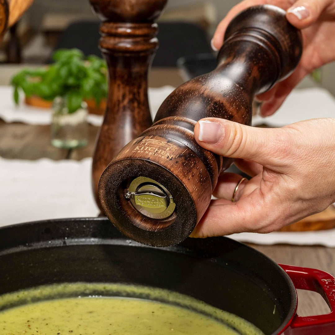 Salz- & Pfeffermühlen Set (32/27 cm) aus Massivholz, entwickelt für Sternerestaurants, Keramik- & Ka