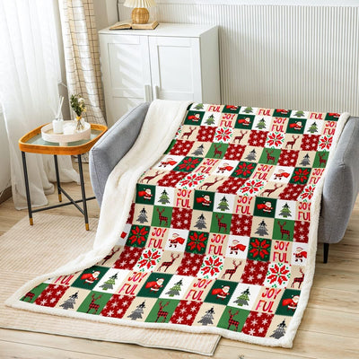 Homewish Weihnachten Flickwerk Decke 130x150 Nette Weihnachtsmann Hirsch Fleece Decke Für Kinder Jun