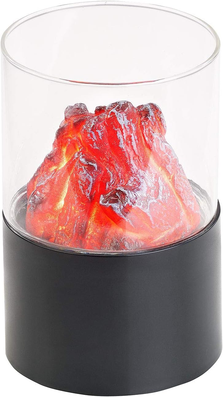 Carlo Milano LED Flamme: 2er-Set Mini-Dekofeuer mit Flackerlicht, Sichtglas, batteriebetrieben (Flac