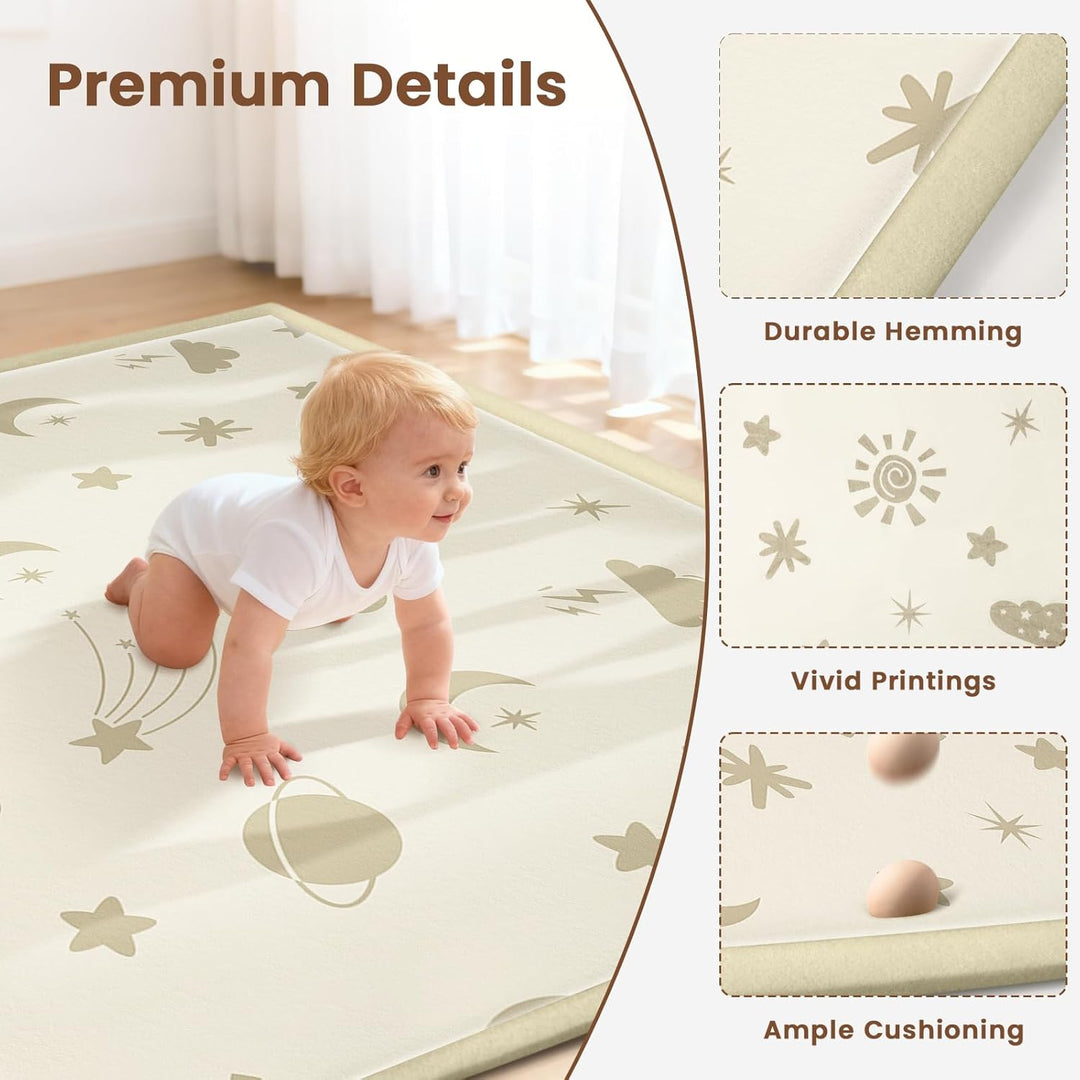Teppich Krabbelmatte Baby 150x180x3cm, Spielmatte Krabbeldecke Turnmatte Spielteppich für Baby Kinde
