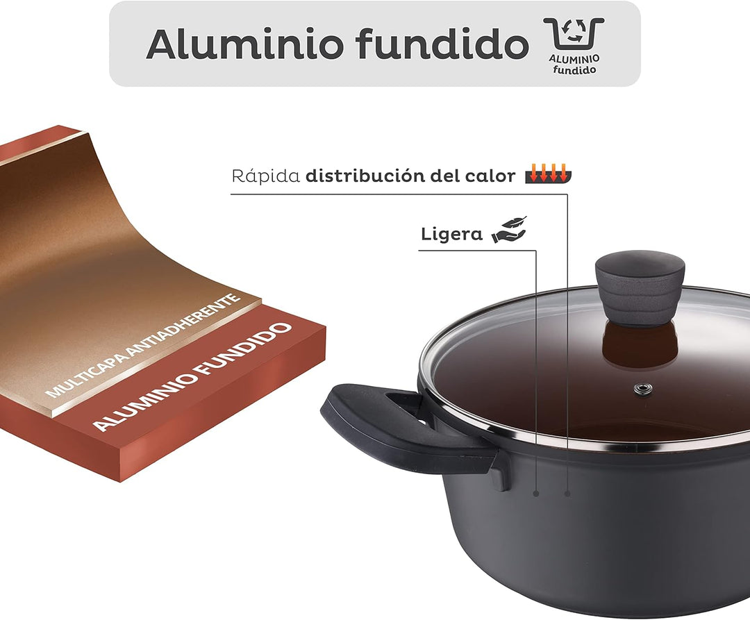 SAN IGNACIO SG-6610 CACEROLA 24X11.5CM C/TAPA ALUMINIO FUNDIDO IND BRONZE SG Töpfe