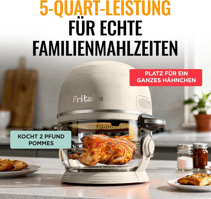 Fritaire Ungiftiger Glas-Airfryer™, 5L – 360° Sicht, Selbstreinigung, 400°F Heissluft-Vortex für gle