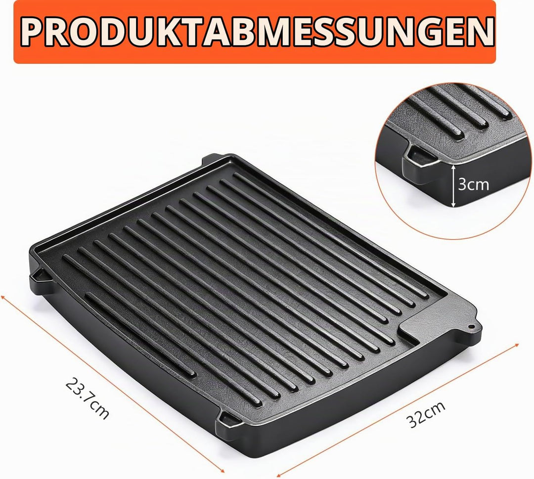 32 x 24cm Gusseisen Grill-Wende-Platte für Enders Urban, Urban Pro, Explorer, Explorer Pro, Grillpla