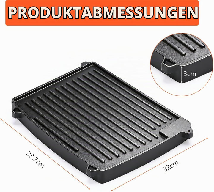 32 x 24cm Gusseisen Grill-Wende-Platte für Enders Urban, Urban Pro, Explorer, Explorer Pro, Grillpla