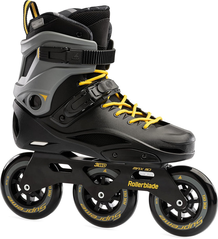 Rollerblade RB 110 Unisex Erwachsene Fitness Inline Skate Black/Saffron Yellow, Urban Performance In