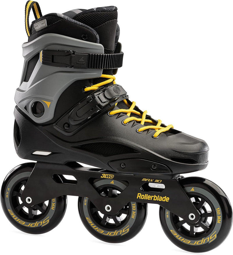 Rollerblade RB 110 Unisex Erwachsene Fitness Inline Skate Black/Saffron Yellow, Urban Performance In