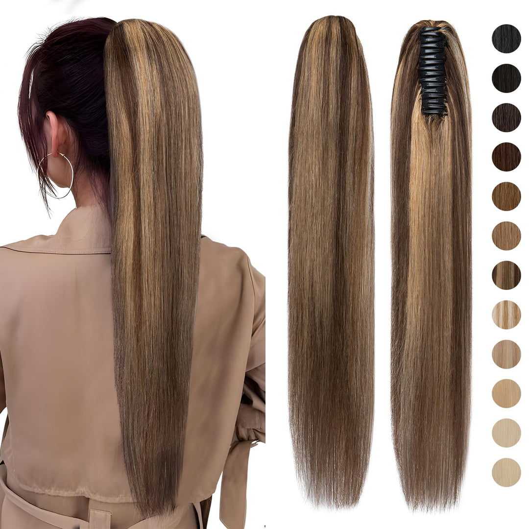 Ponytail Extension Haarteile Echthaar Glatt Pferdeschwanz Extensions Clip in Extensions Echthaar mit