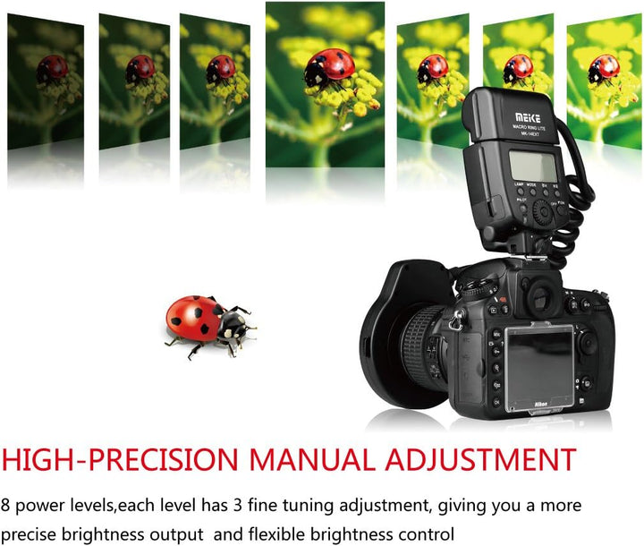 Meike MK-14EXT-N E-TTL Makro LED Ringblitz mit LED AF Assist Lampe für Nikon DSLR Kamera