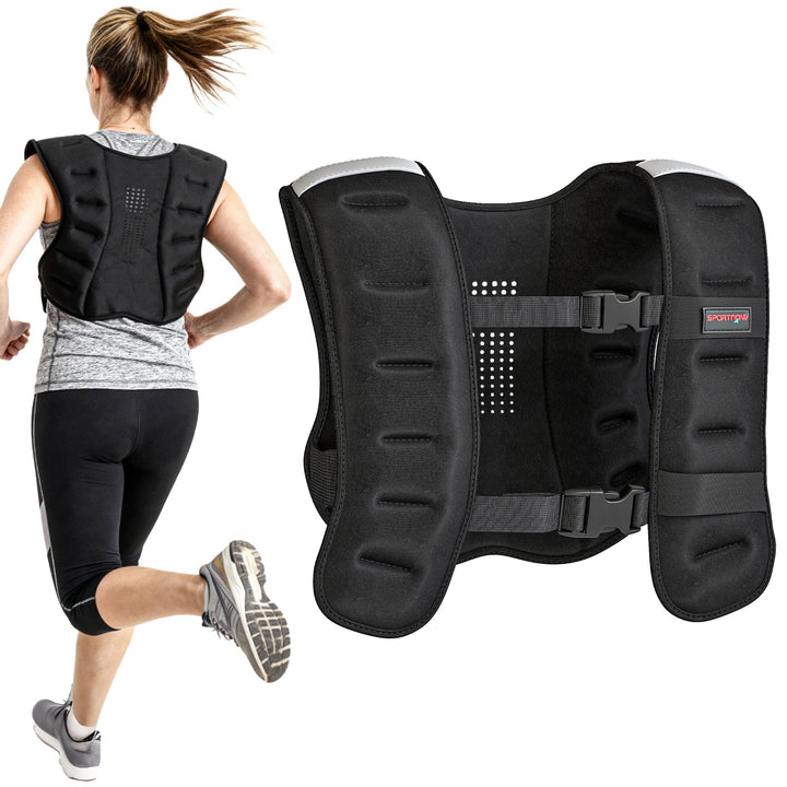 SPORTNOW Gewichtsweste 8 kg, atmungsaktive Gewichtsweste mit verstellbaren Riemen und reflektierende