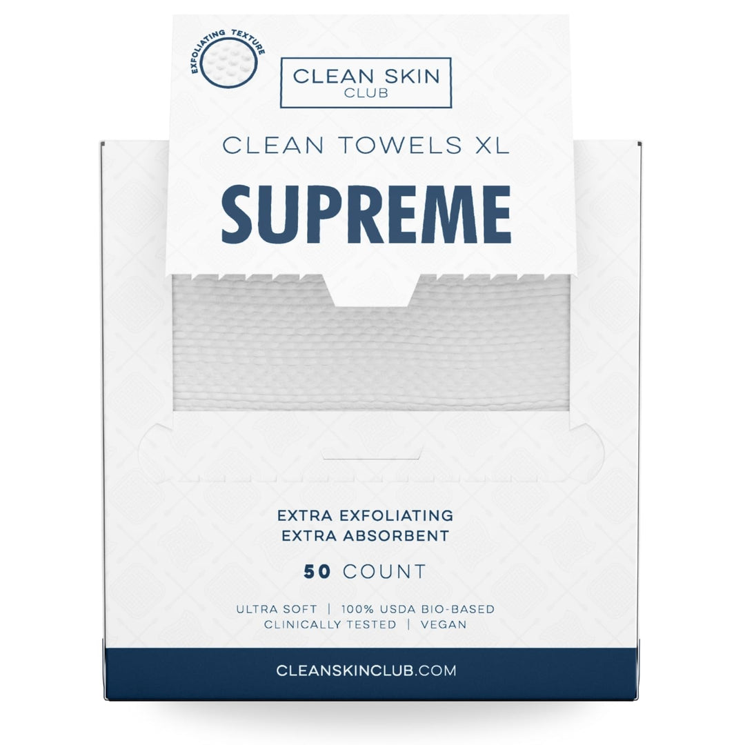 Clean Skin Club Clean Towels XL Supreme, 100% USDA biobasiertes, von Dermatologen zugelassenes Gesic