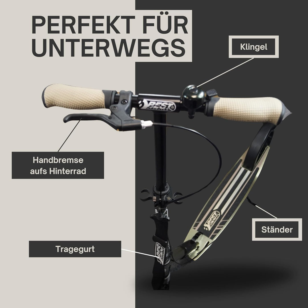 Best Sporting High End Scooter Erwachsene I klappbarer Roller mit Ständer, Handbremse, Klingel und T