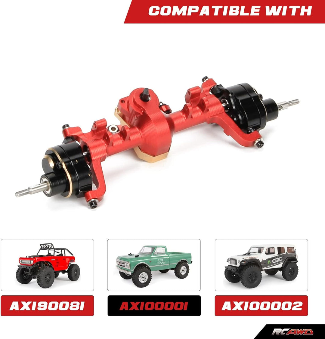 RCAWD Vorderachsengehäuse & Stahlgetriebe für Axial 1-24 SCX24 Crawlers Upgraded Teil (Rot), Rot