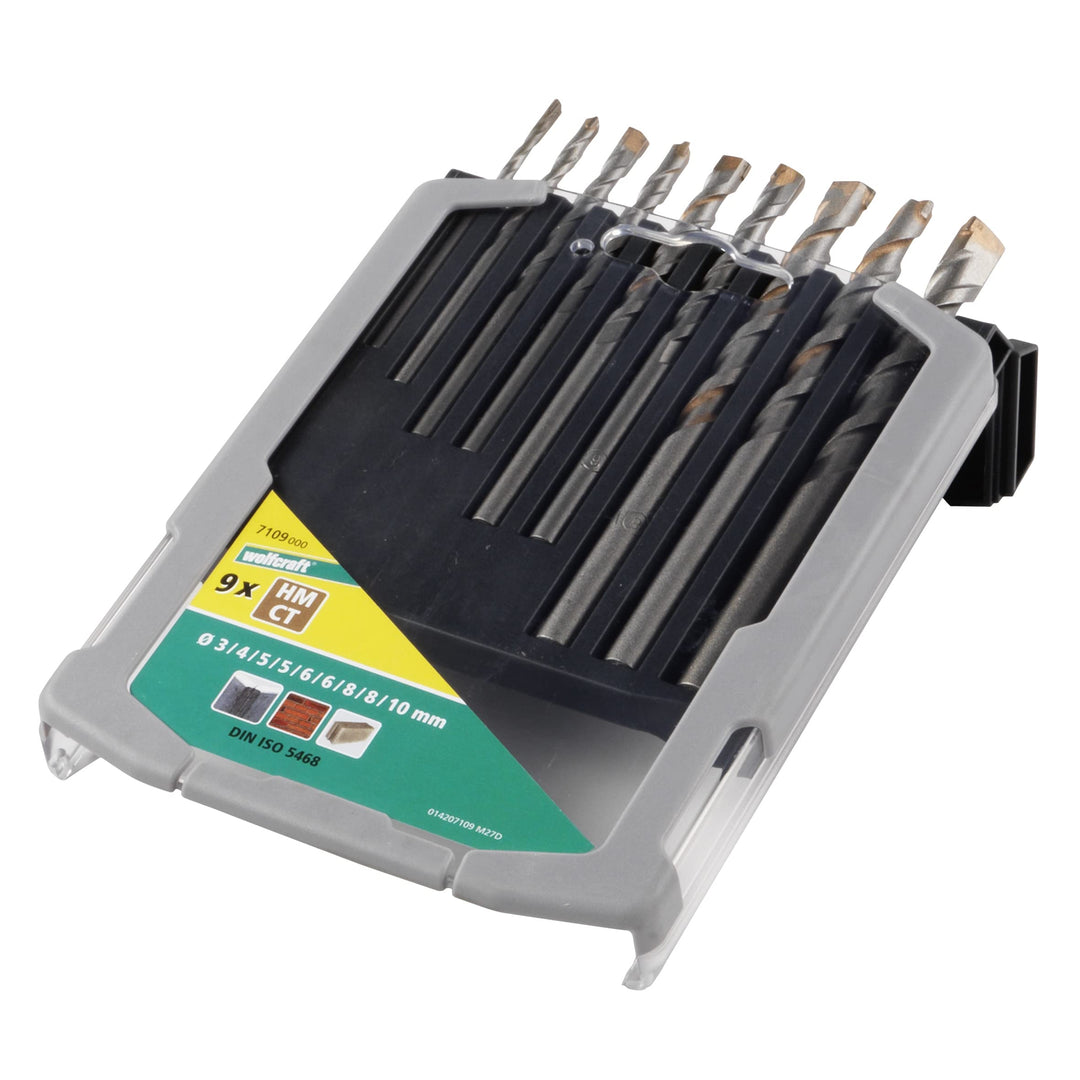 wolfcraft Betonbohrer-Set HM-bestückt, Ø 3-10 mm, 9-tlg. I 7109000 I Für Bohrungen in Beton, Kunst-