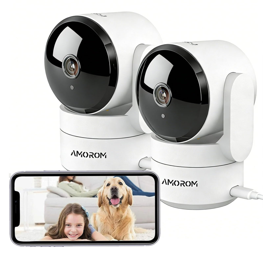 AMOROM WLAN Überwachungskamera Innen 360°, 2K KI-Kamera Überwachung mit Benutzerdefinierte Szenariow
